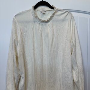 J. Crew Ivory Ruffle Collar Blouse
